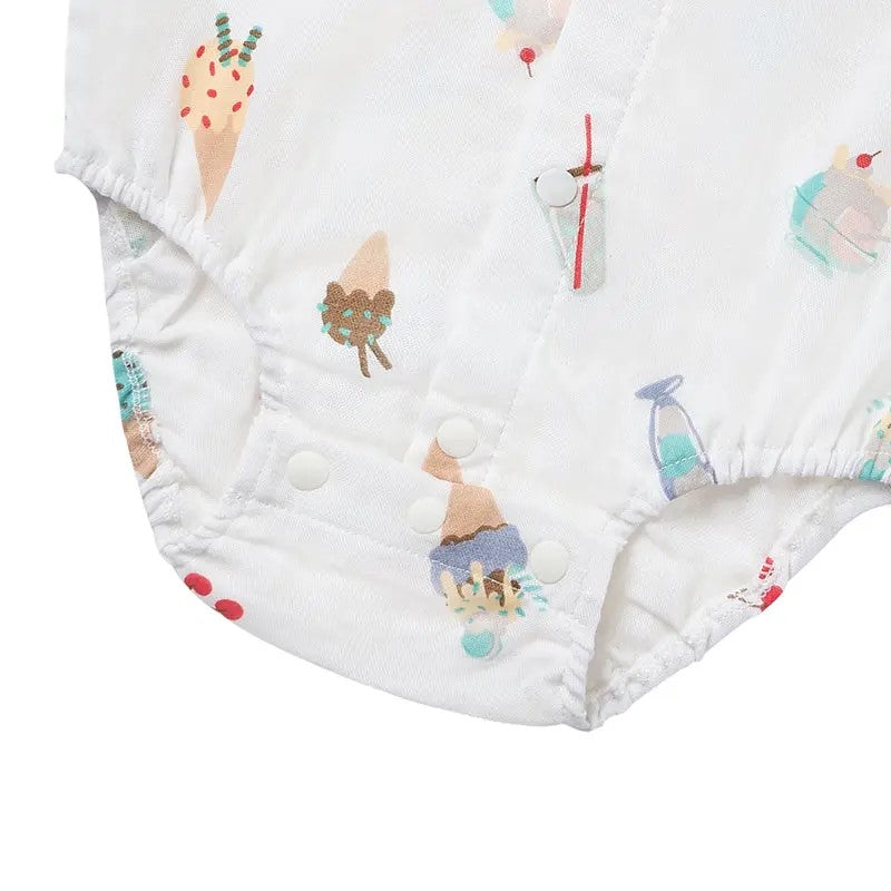 Nest Designs-Sleeveless Button Down Onesie (Bamboo)-Ice Cream Summer