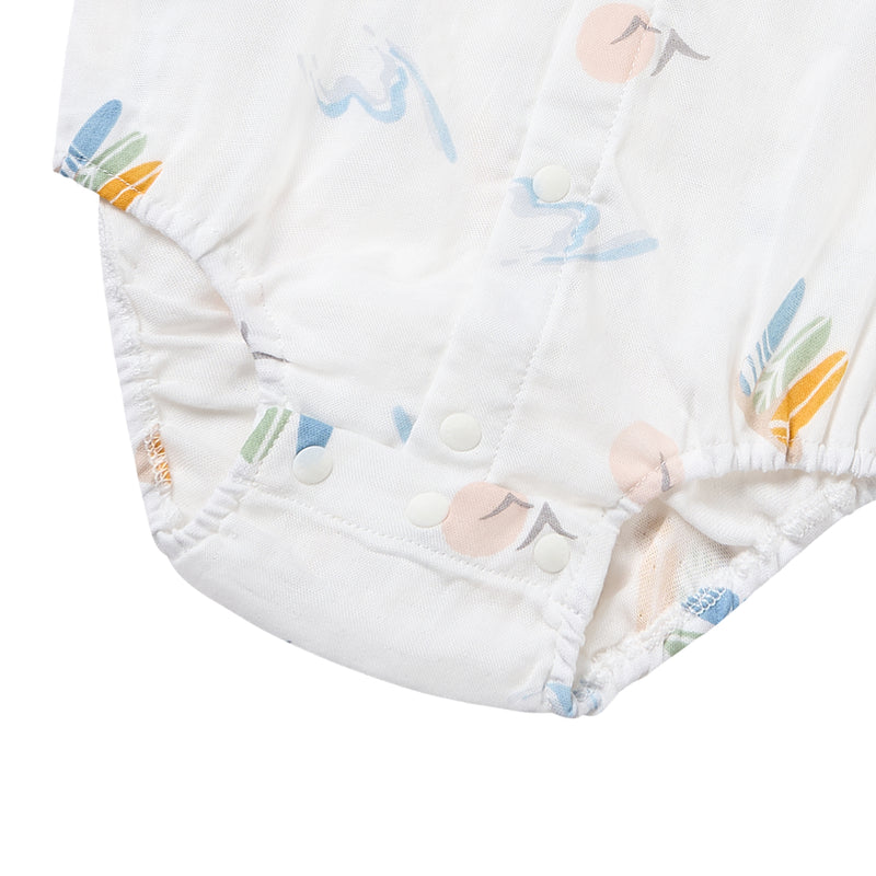 Nest Designs-Sleeveless Button Down Onesie (Bamboo)-Pastel Waves