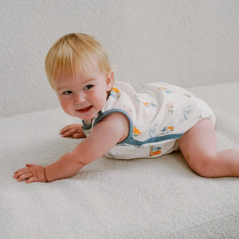 Nest Designs-Sleeveless Button Down Onesie (Bamboo)-Pastel Waves