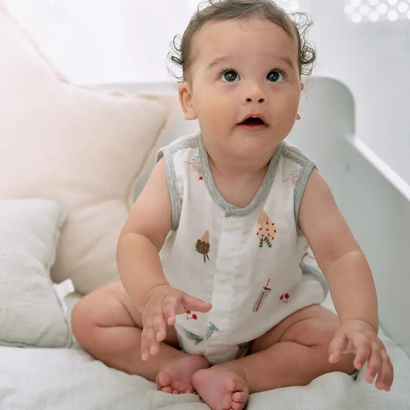 Nest Designs-Sleeveless Button Down Onesie (Bamboo)-Ice Cream Summer