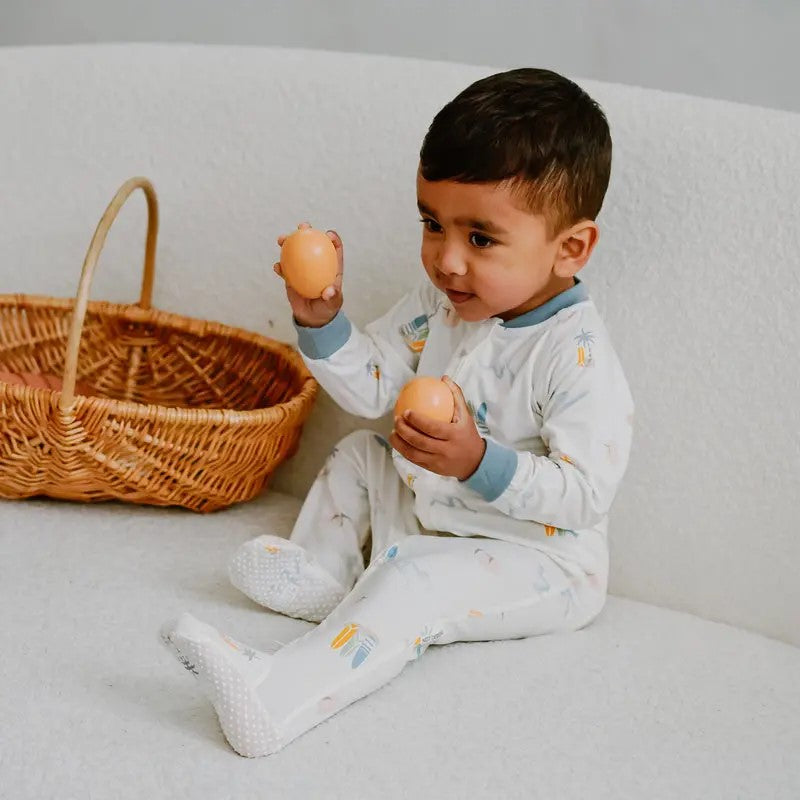 Nest Designs-One-Piece Zip Footed Sleeper (Bamboo Jersey)-Pastel Waves