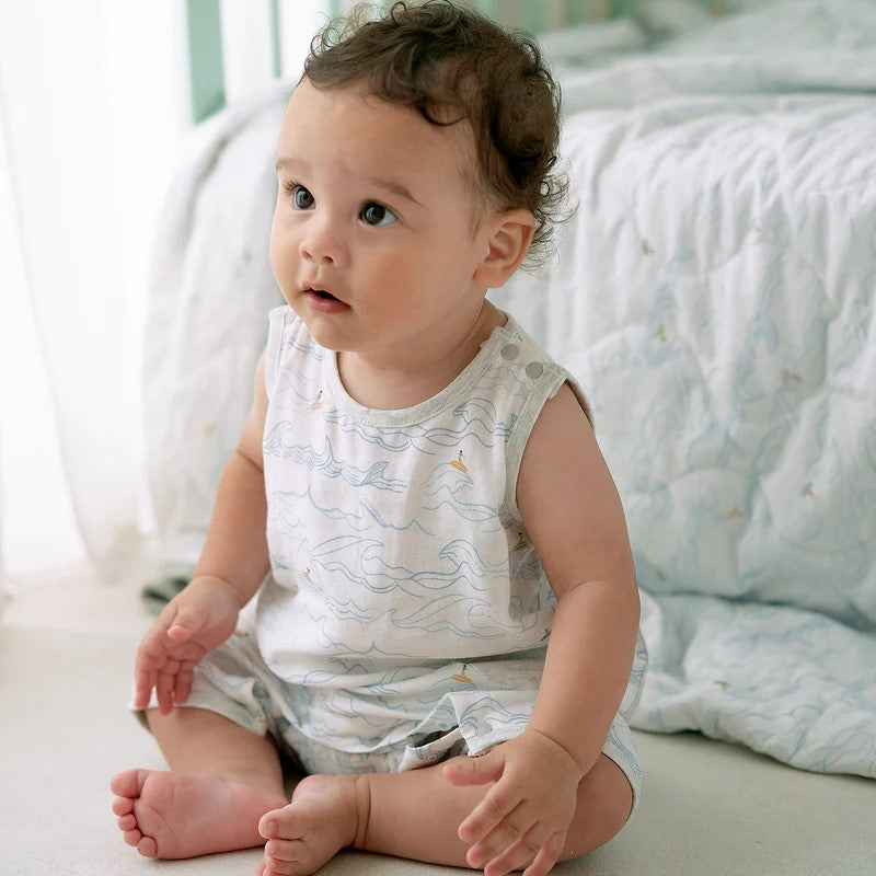 Nest Designs-Sleeveless Romper (Bamboo Spandex Muslin)-Surf's Up