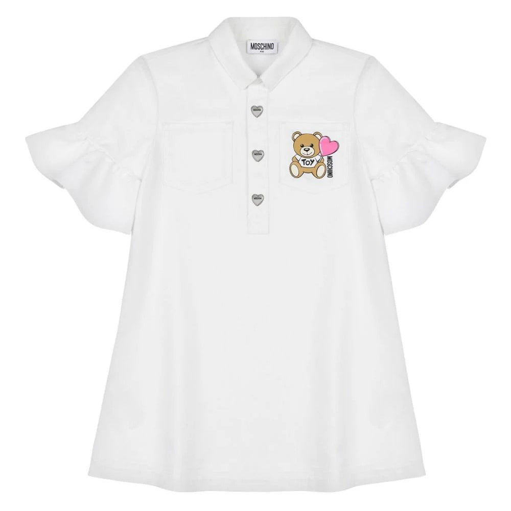 Moschino-GIRL FLUTTER SS GABARDINE DRESS W HEART BUTTONS