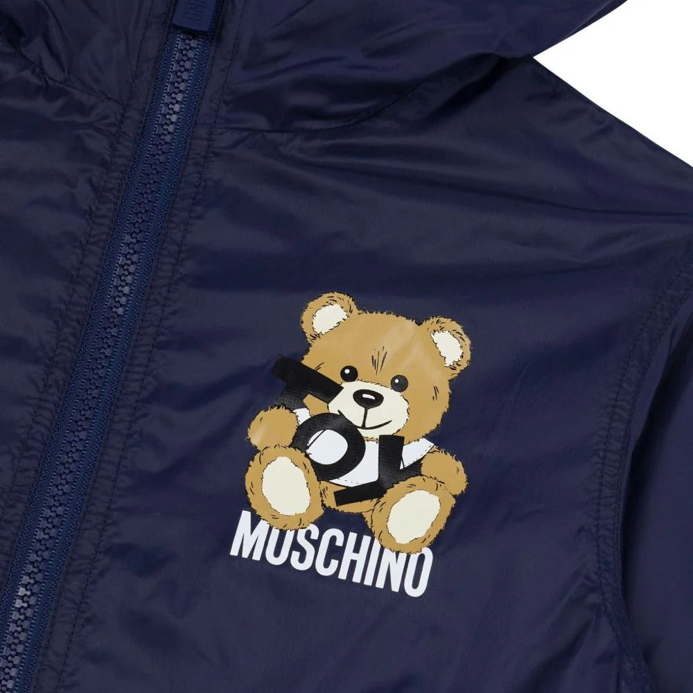 Moschino-LS HODDED NYLON JACKET W TOY BEAR PRINT