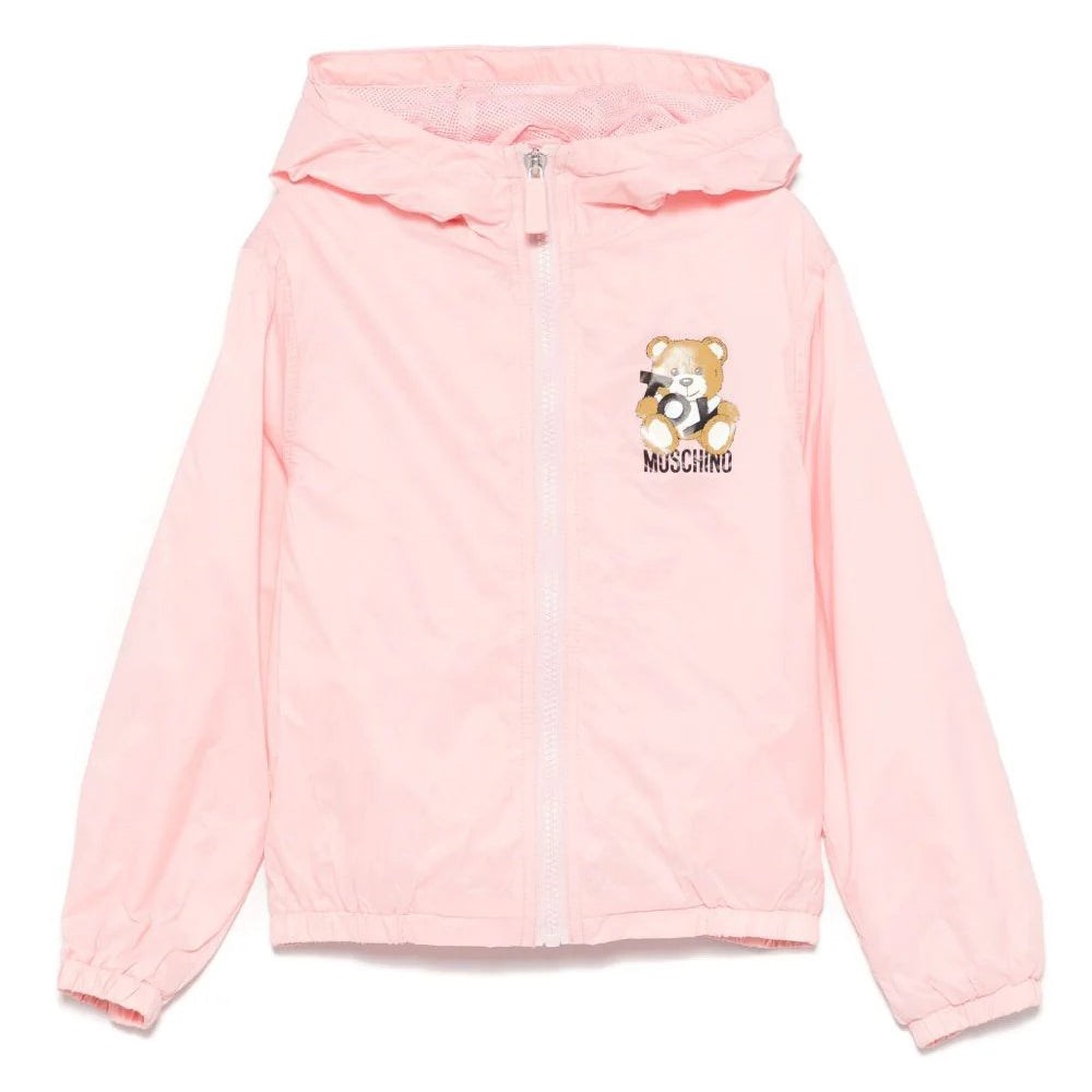Moschino-LS HODDED NYLON JACKET W TOY BEAR PRINT