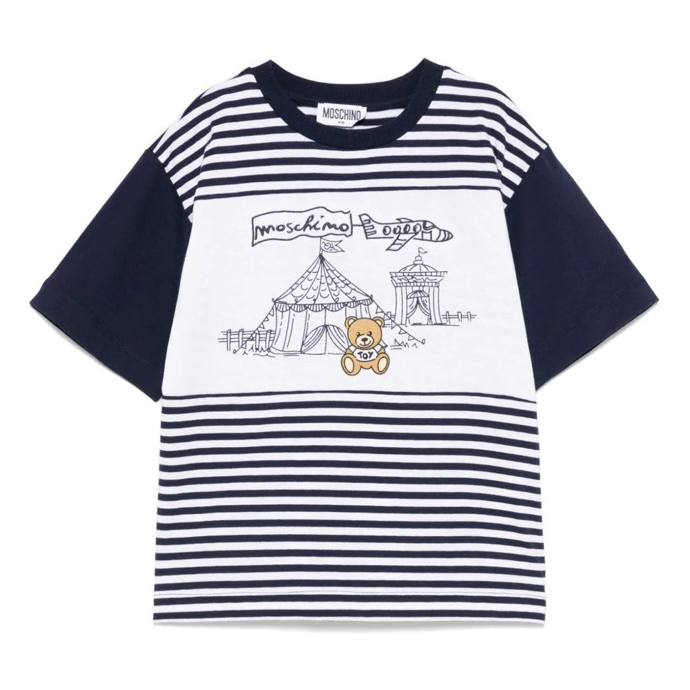 Moschino-STRIPED SS TEE W CIRCUS BEAR PRINT