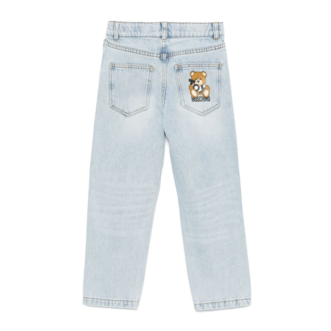 Moschino-DENIM PANTS W TOY BEAR PRINT