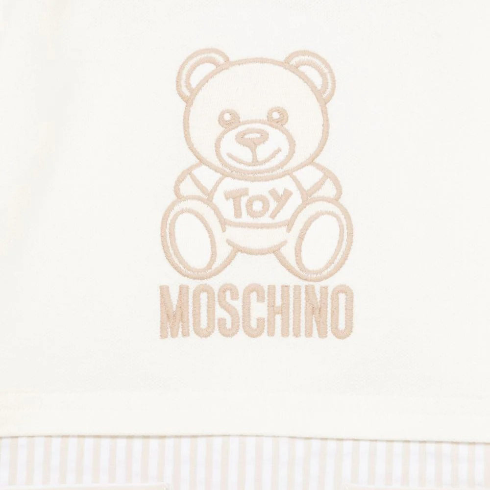 Moschino-BABY BOY SS ROMPER W STRIPES AND BEAR PRINT IN G B