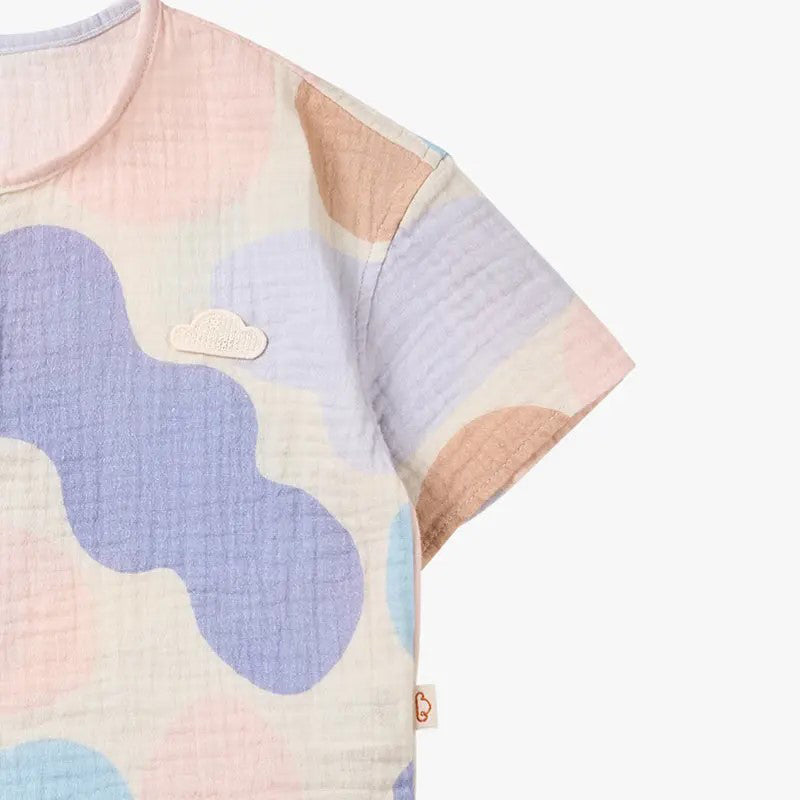 PETITE REVERY-Wrinkled Muslin Short Sleeve Tee-Cloudy Seashells