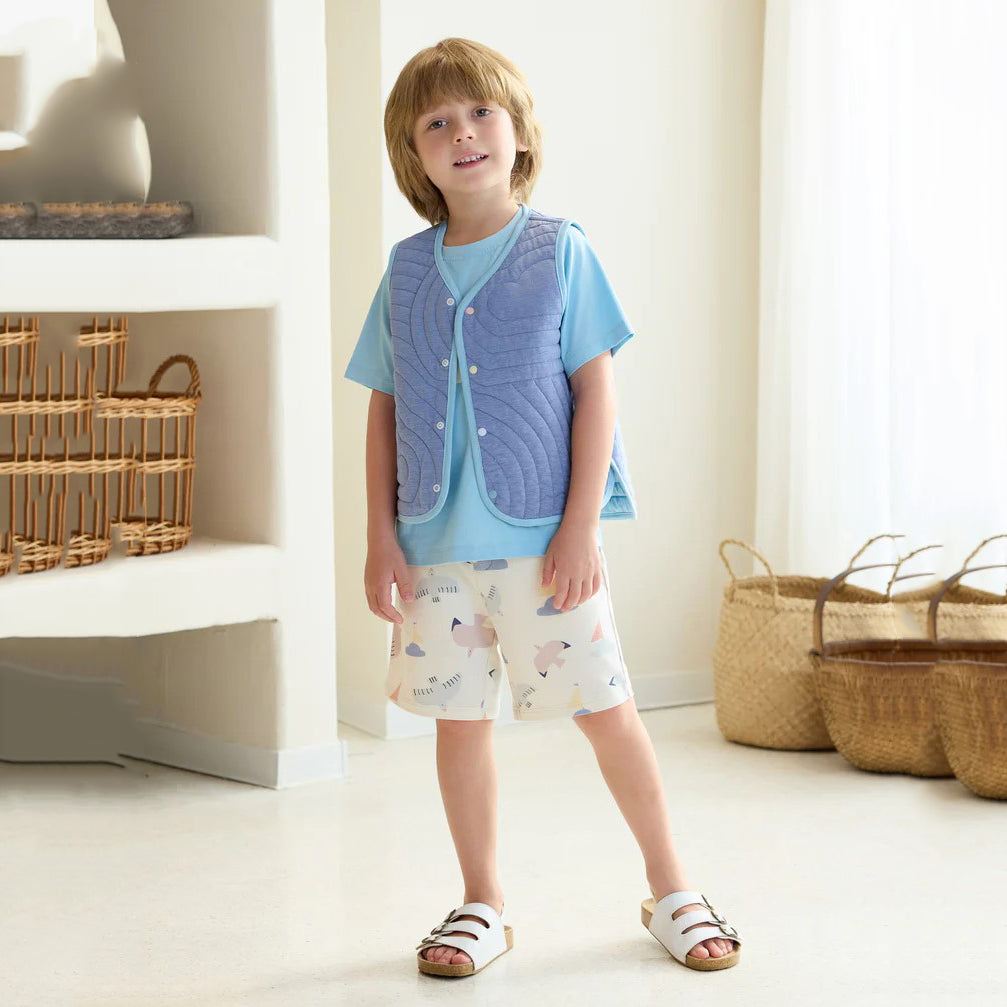 PETITE REVERY-Quilted Cloud Vest-Forget-Me-Not