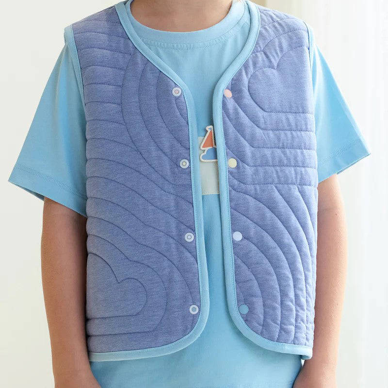 PETITE REVERY-Quilted Cloud Vest-Forget-Me-Not