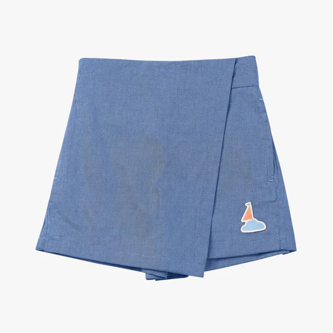PETITE REVERY-Denim Skort-Sky