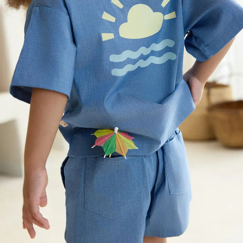 PETITE REVERY-Denim Shorts-Sky