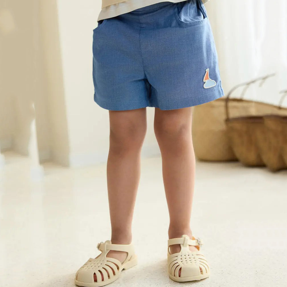 PETITE REVERY-Denim Shorts-Sky