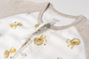 0.6 TOG Raglan Bamboo Pima Short Sleeve Footed Sleep Bag - The Lion and The Mouse