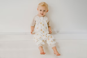 0.6 TOG Raglan Bamboo Pima Short Sleeve Footed Sleep Bag - The Lion and The Mouse