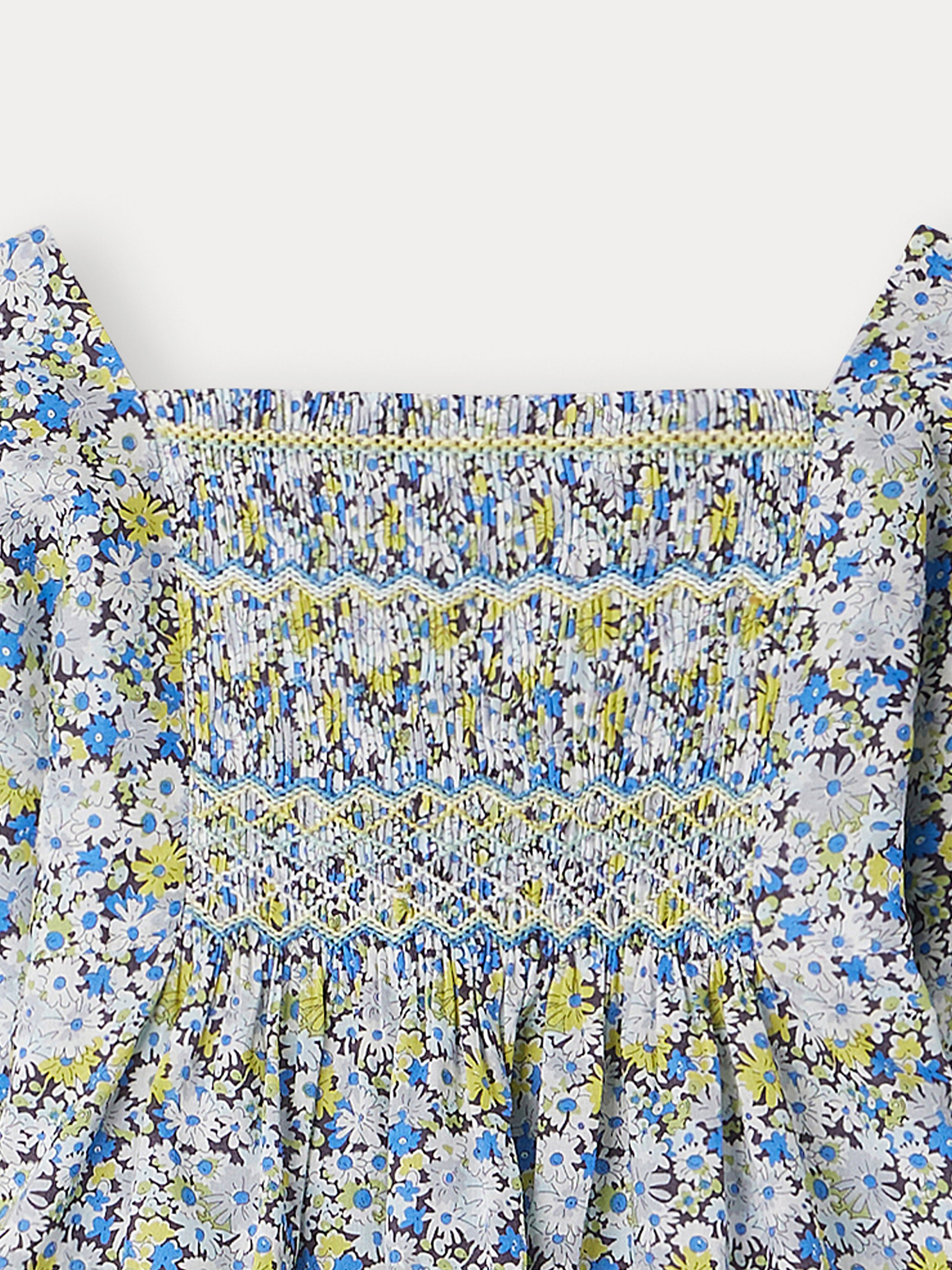 BLOUSE SMOCKEE PAYS-FL BLEU