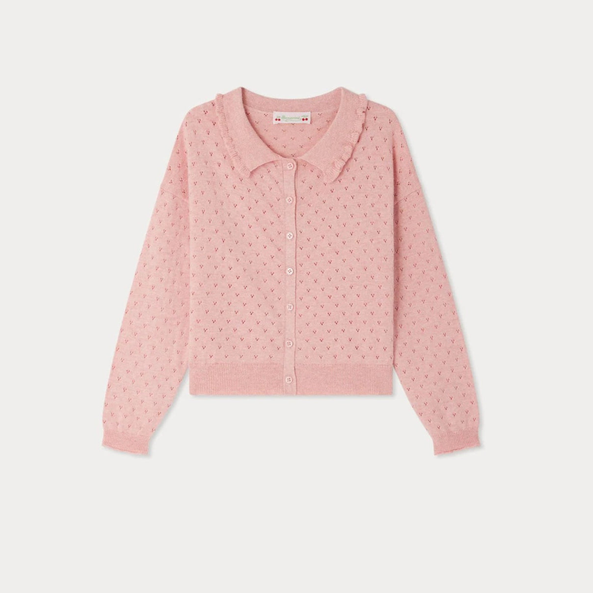 Bonpoint-Elietta ribbed cardigan with ruches