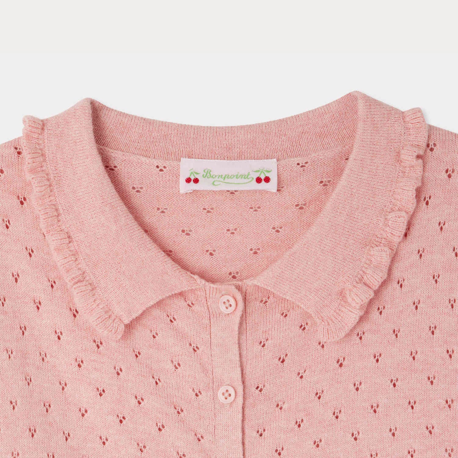 Bonpoint-Elietta ribbed cardigan with ruches
