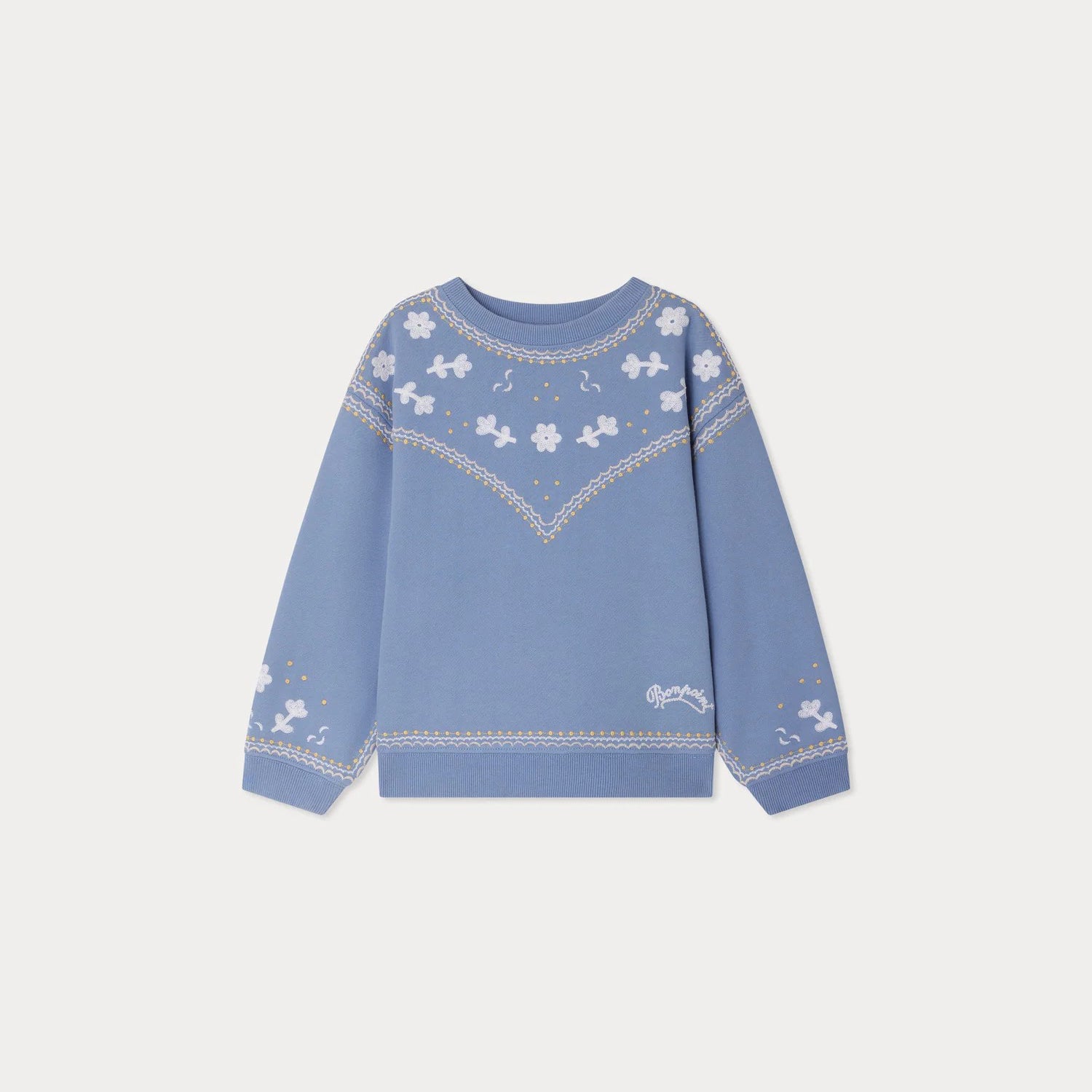 Bonpoint-Dolores sweatshirt in fleece with floral embroideries