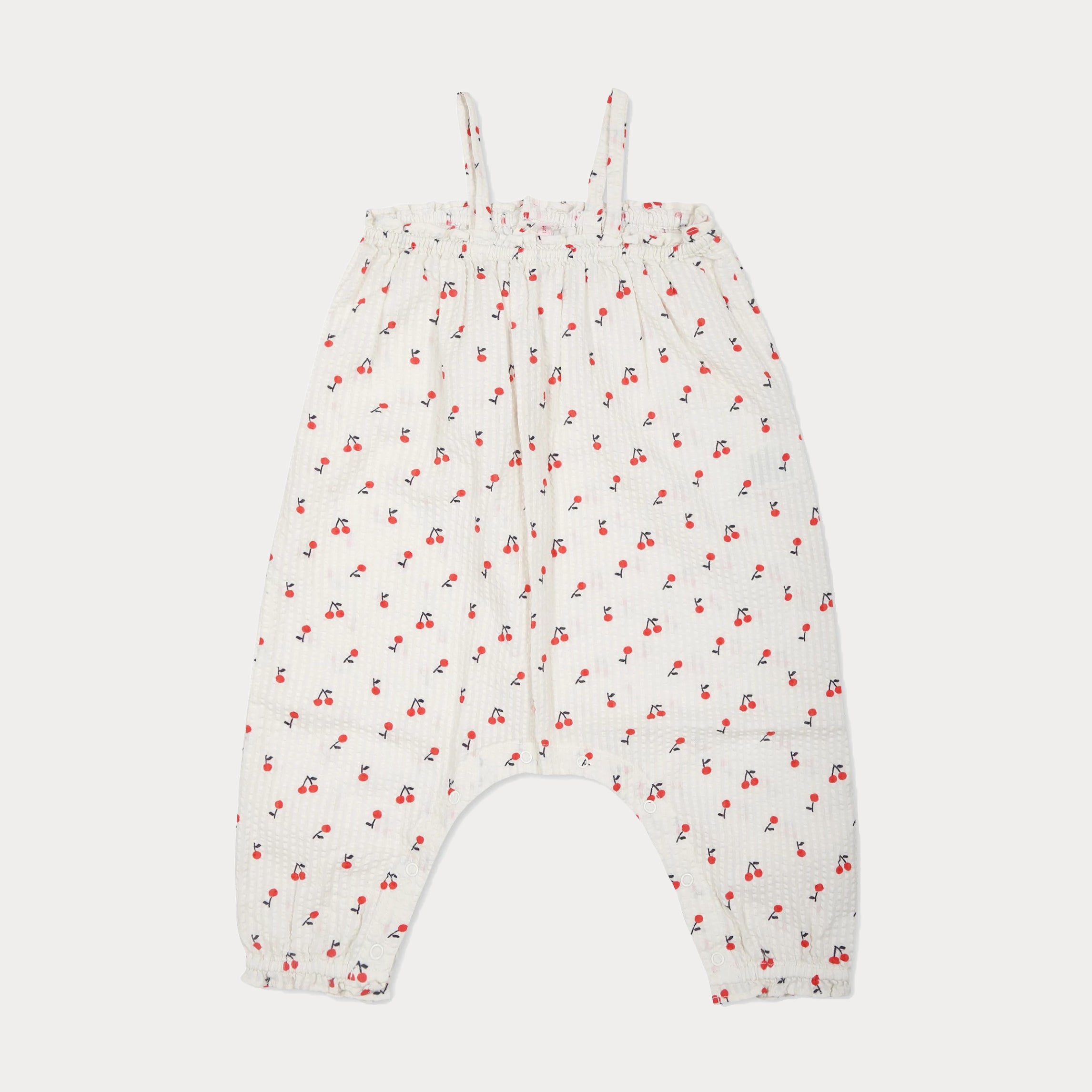 Bonpoint-Ivory Printed Cherries Cotton Jumpsuit