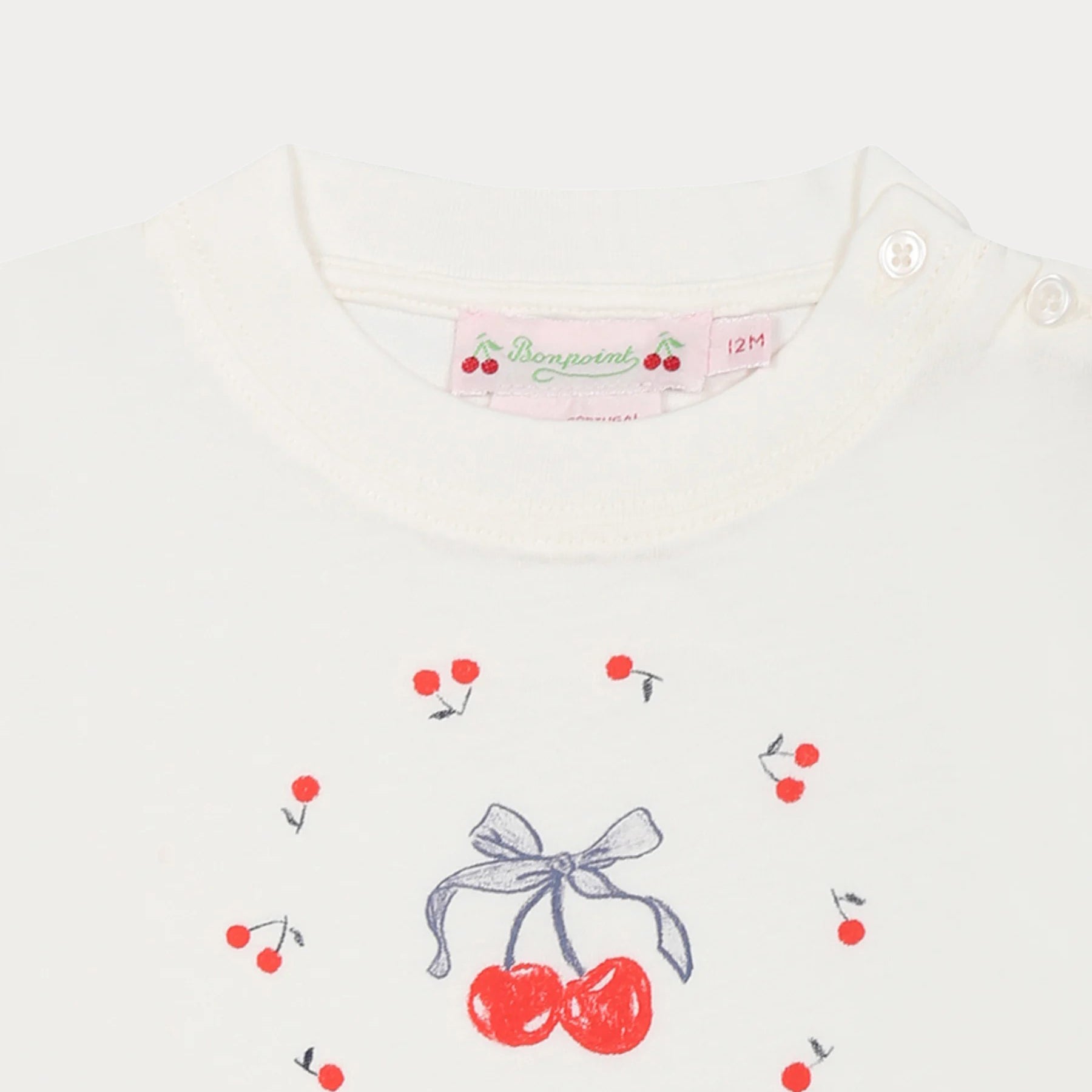 Bonpoint-Ivory Printed Cherry Cotton T-Shirt