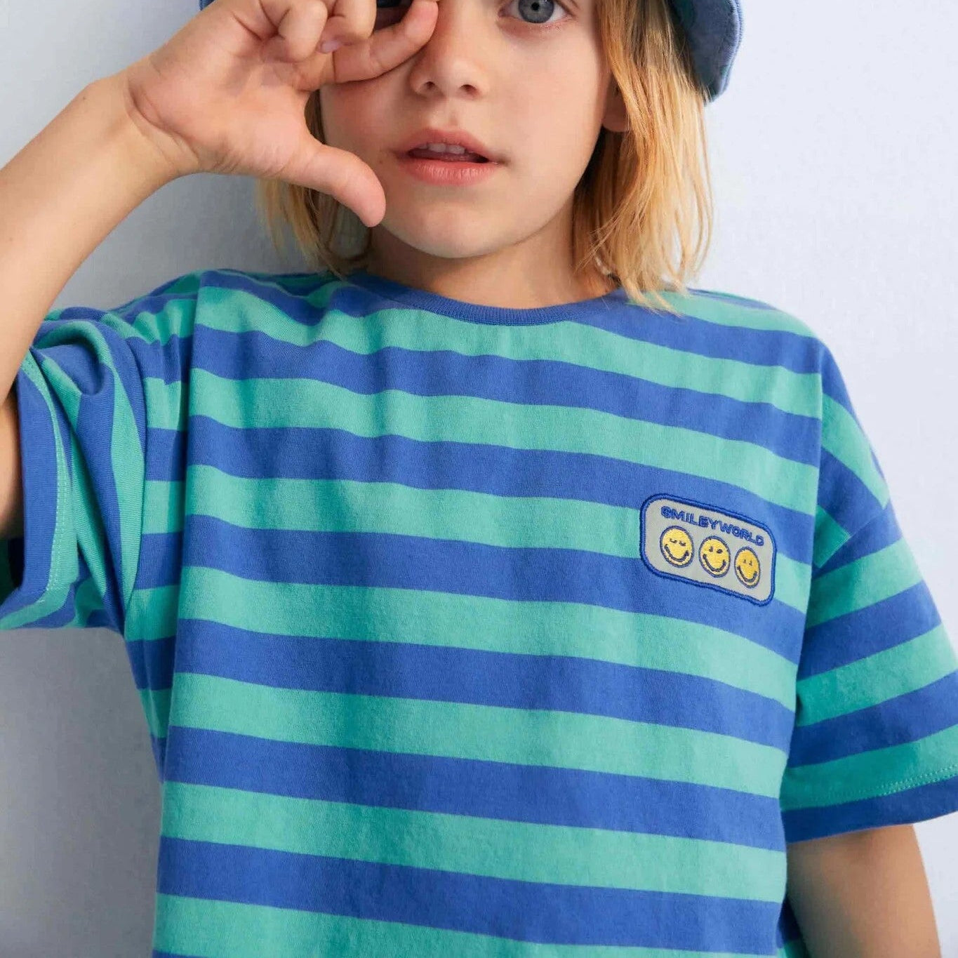 The New Society-Boys Blue Stripe Cotton T-Shirt