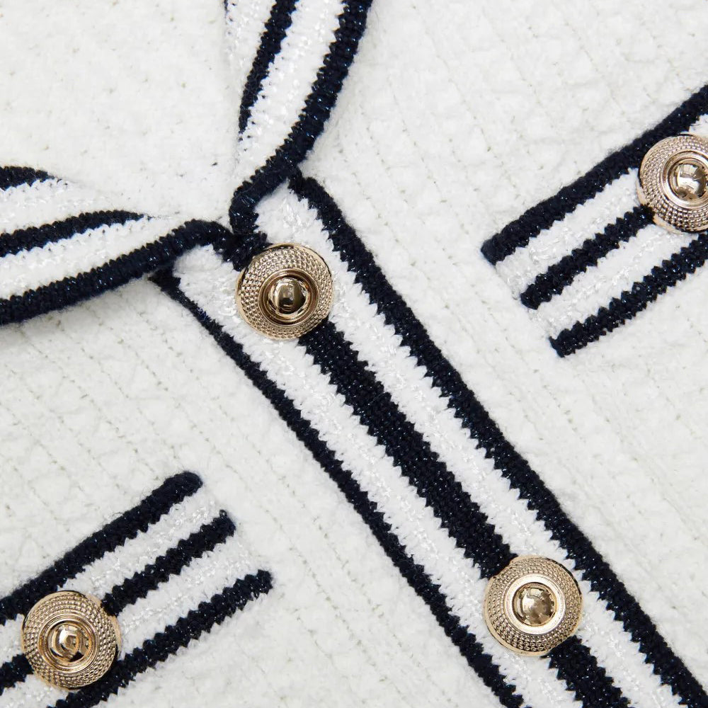 Self Portrait-CREAM TEXTURED KNIT DRESS