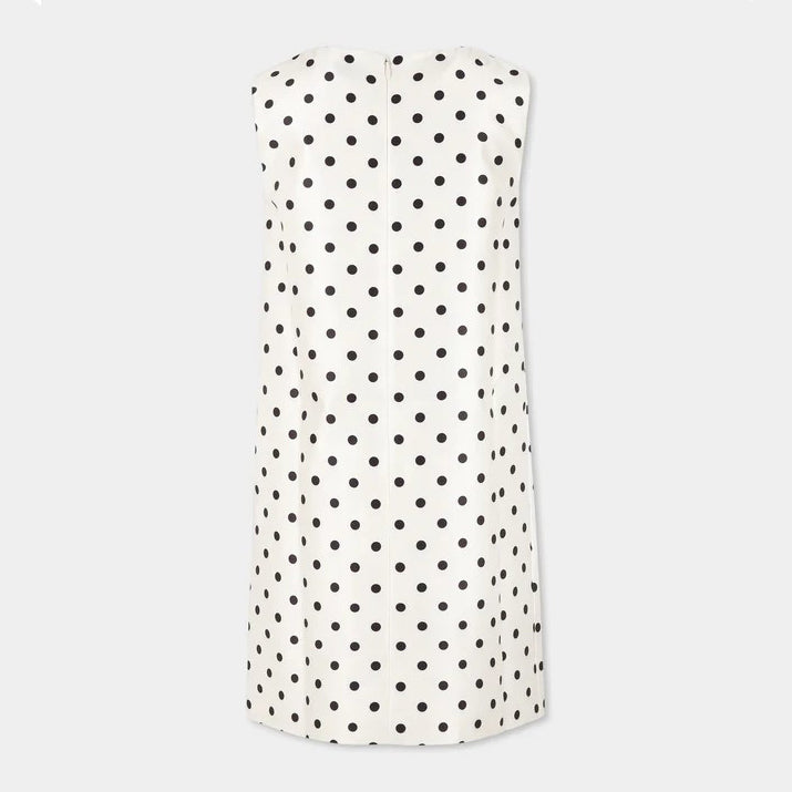 Self Portrait-CREAM SLEEVELESS POLKA DOT TAFFETA DRESS
