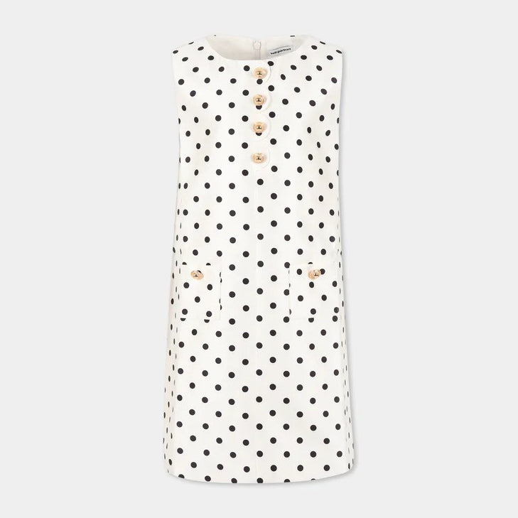 Self Portrait-CREAM SLEEVELESS POLKA DOT TAFFETA DRESS