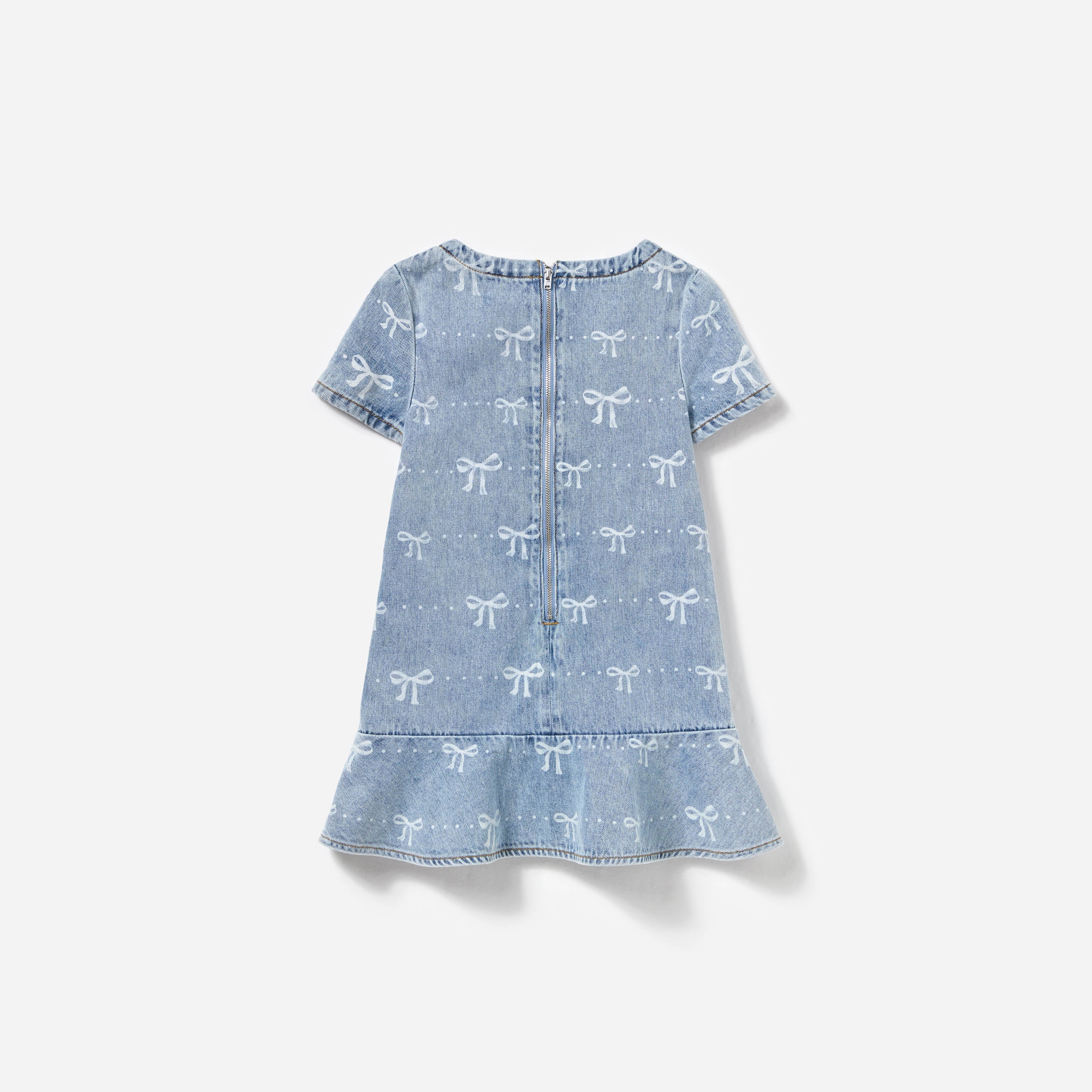 Self Portrait-LIGHT BLUE BOW DENIM DRESS