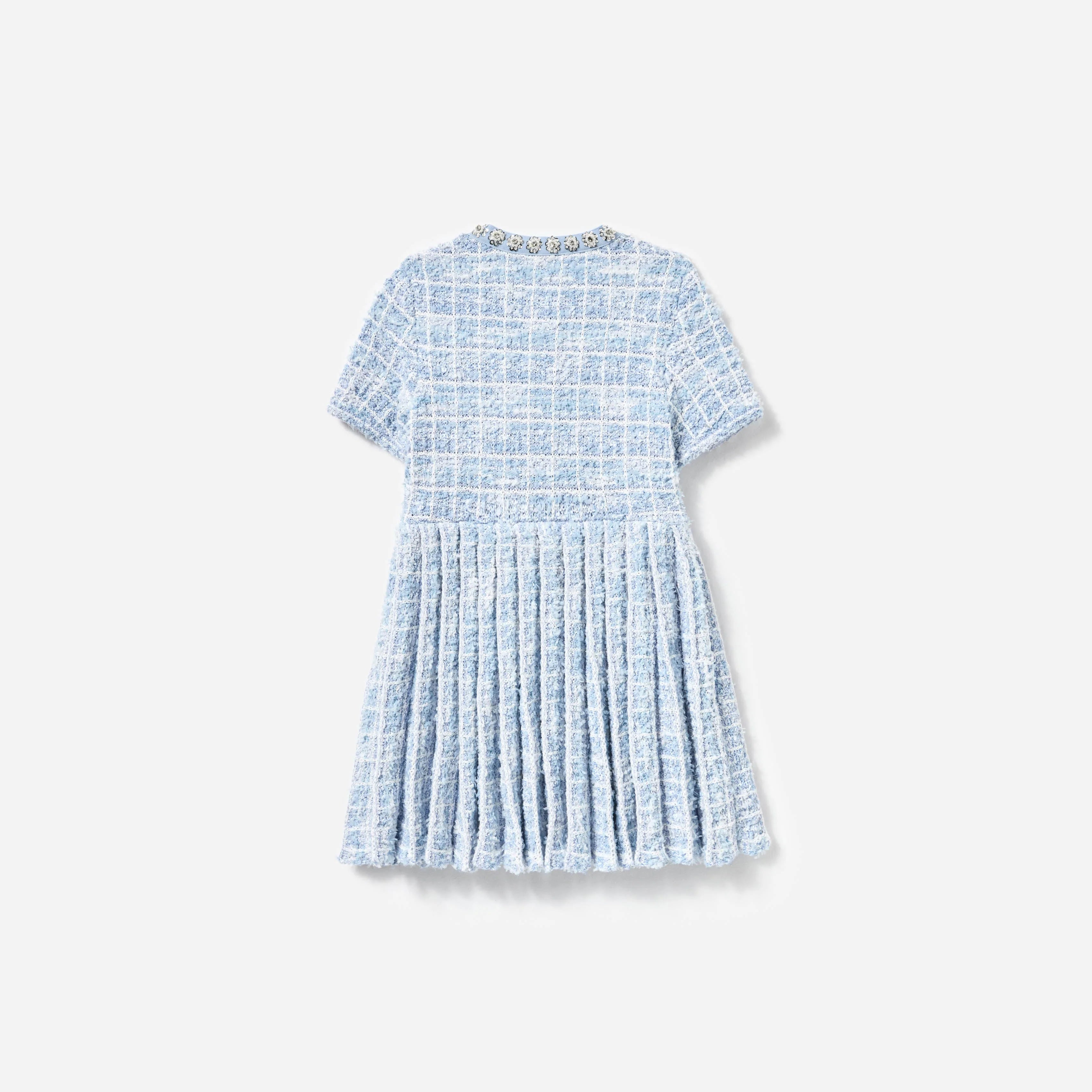 Self Portrait-BLUE CHECK KNIT DRESS