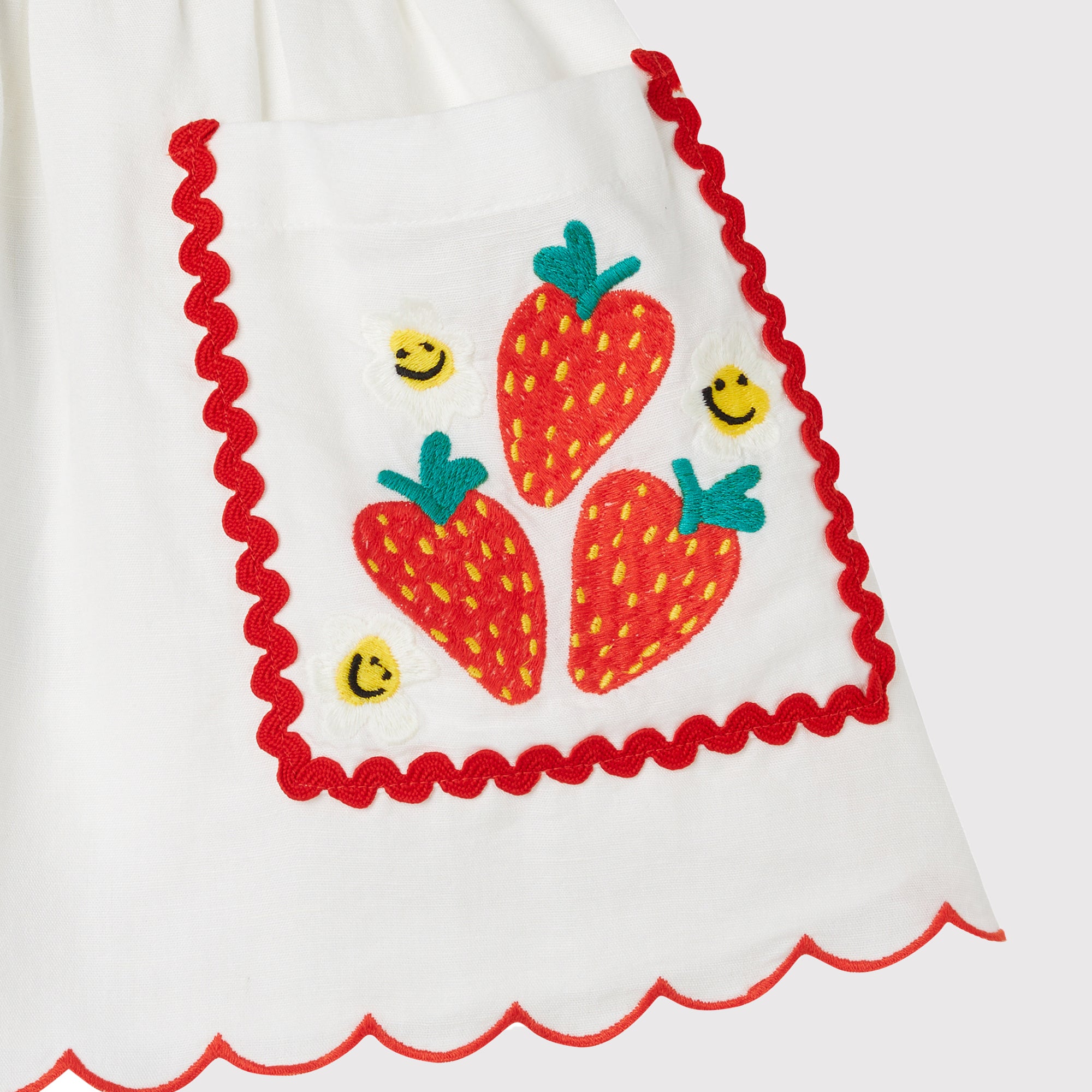 Stella Mccartney Kids-GIRL SKIRT WITH STRAWBERRY FLOWERS PRINT RIC RAC
