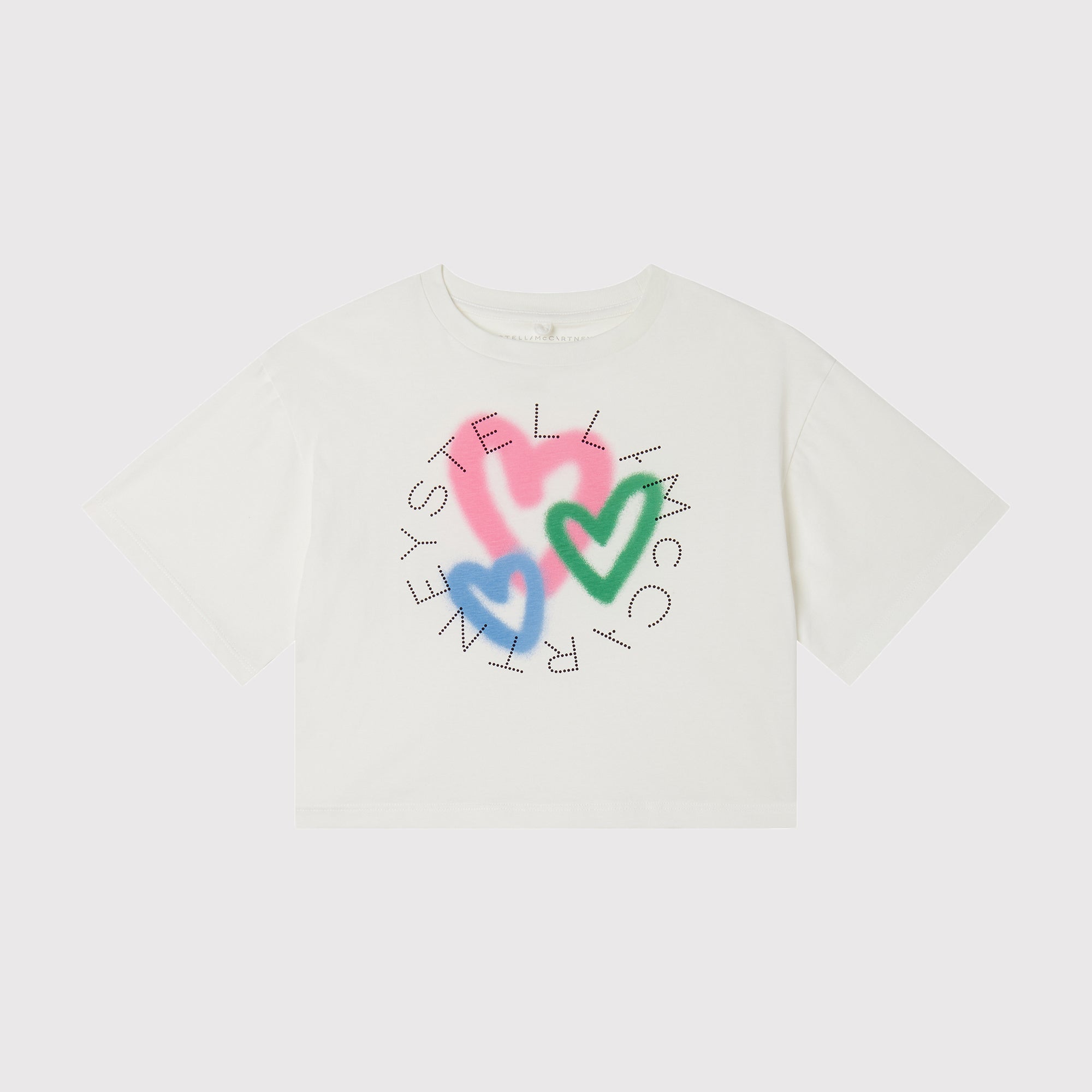 Stella Mccartney Kids-GIRL SS T-SHIRT WITH SPRAY HEART LOGO DISK PRINT