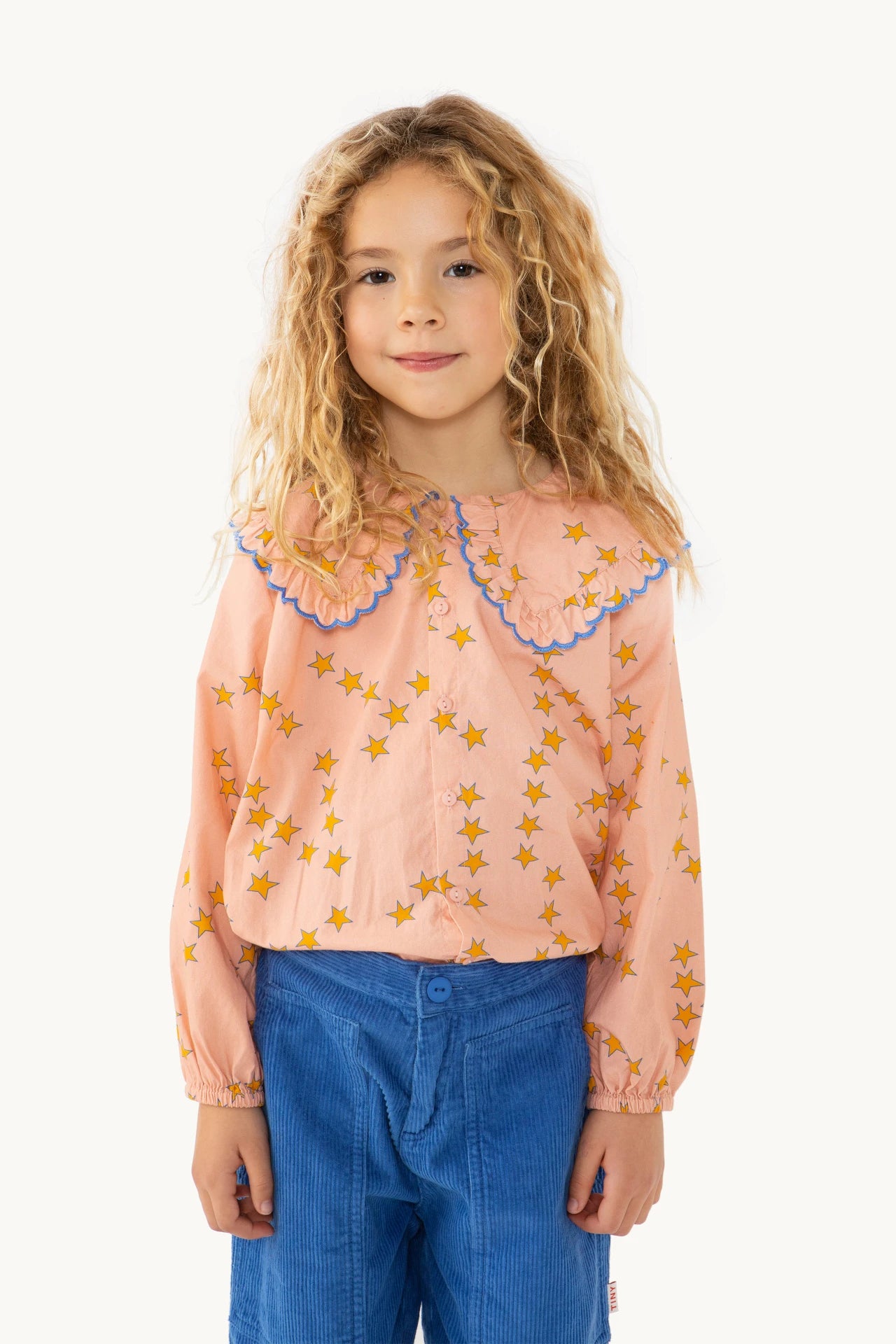TINY STARS FRILL COLLAR SHIRT peach