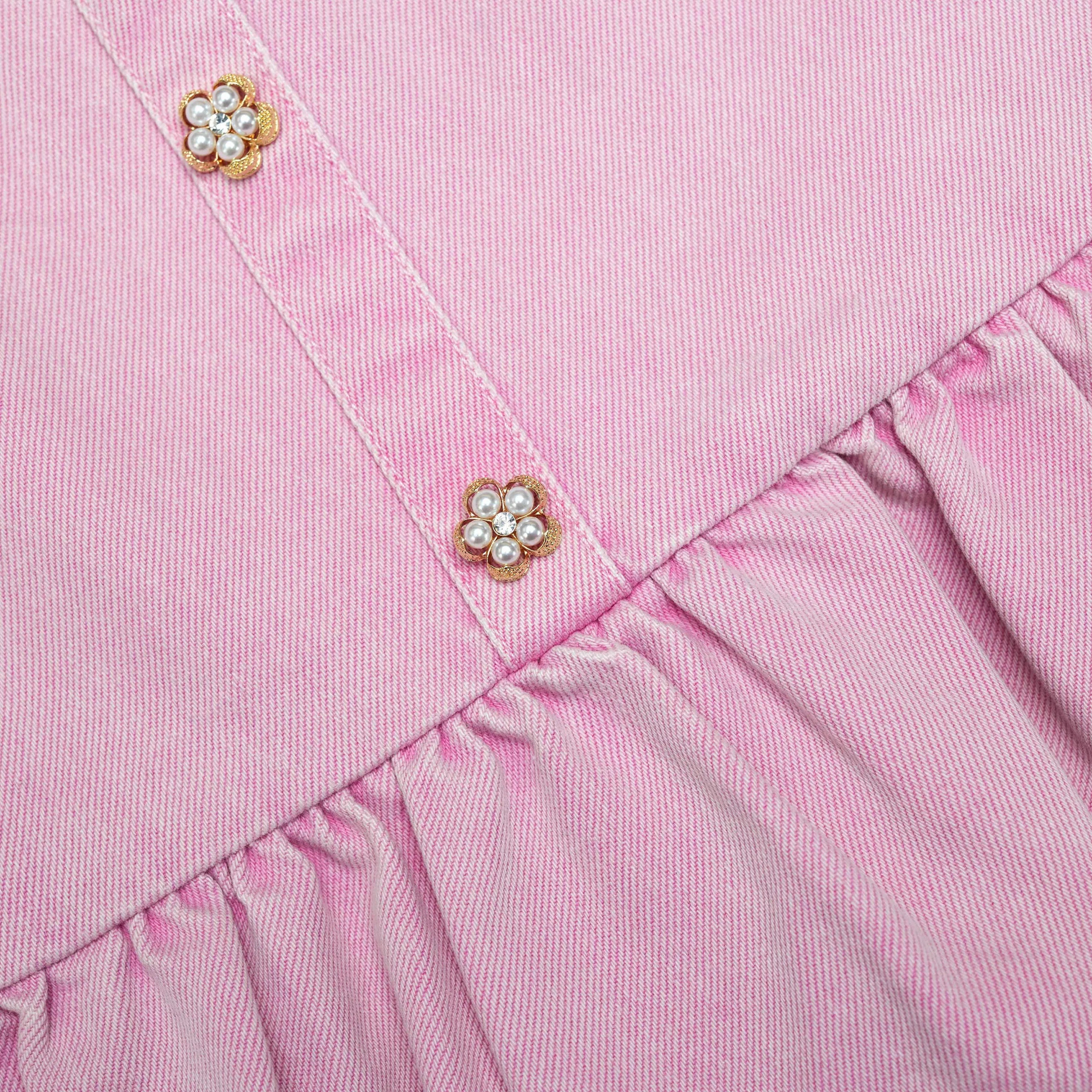Pink Denim Mini Dress
