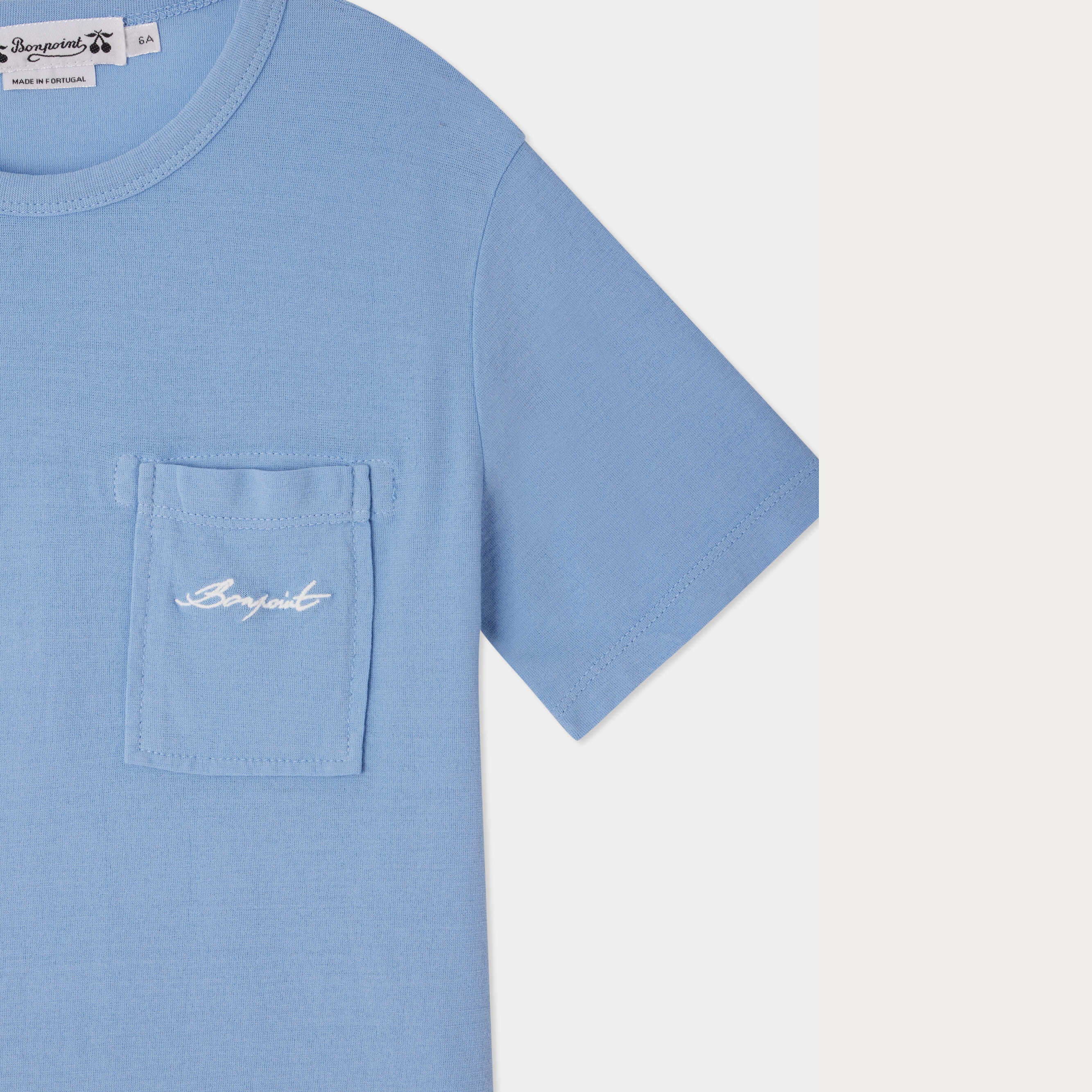 Bonpoint-Blue Simple Cotton T-shirt