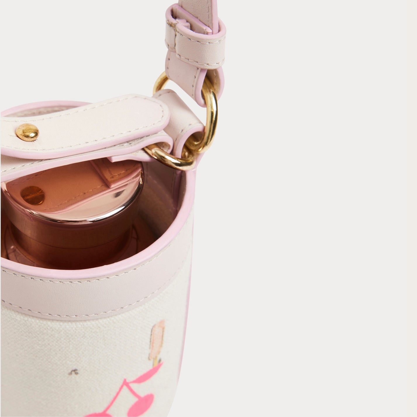 Bonpoint-Girls Pink Cherry Print Water Cup Crossbody Bag