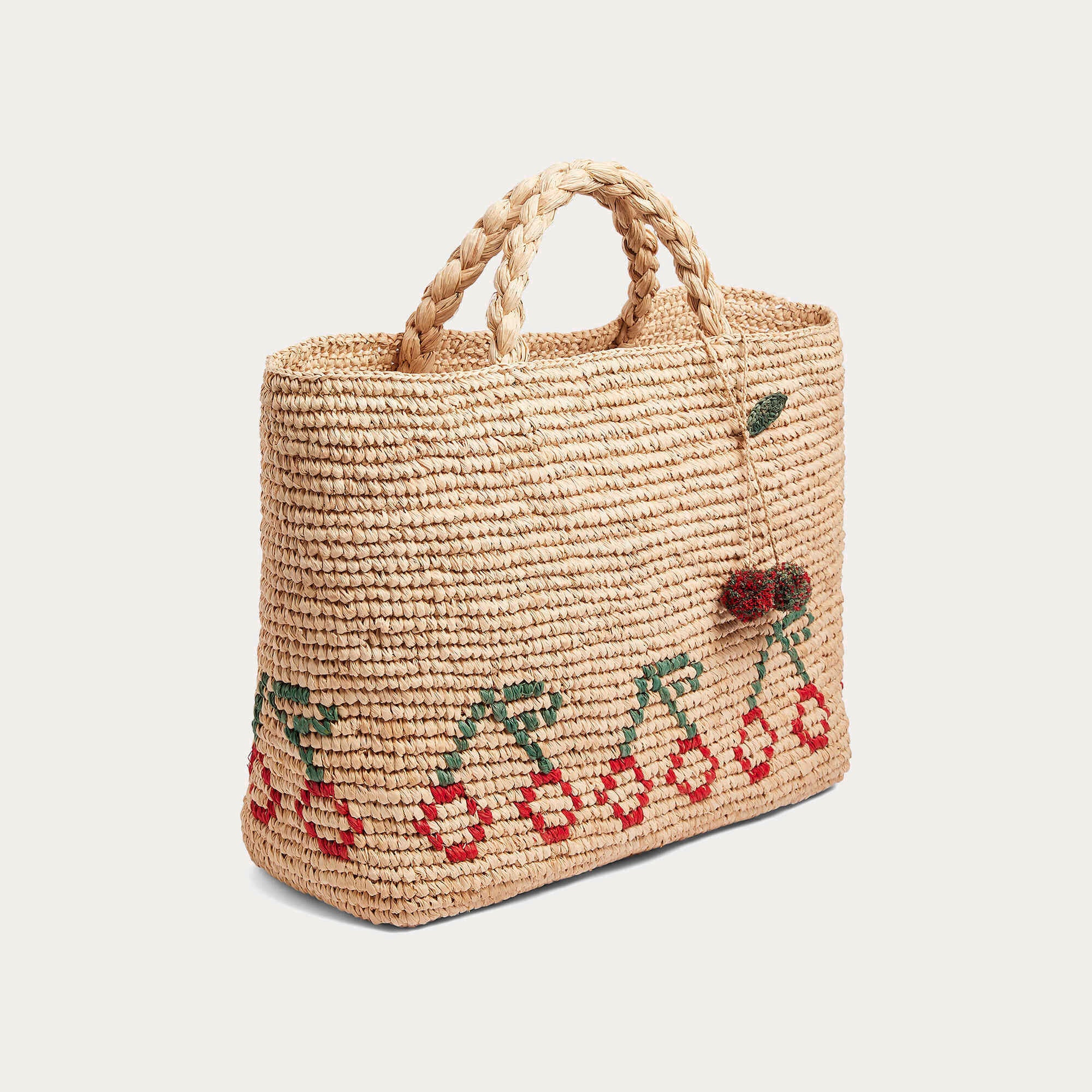 Bonpoint-Girls Cherry Straw Woven Bag