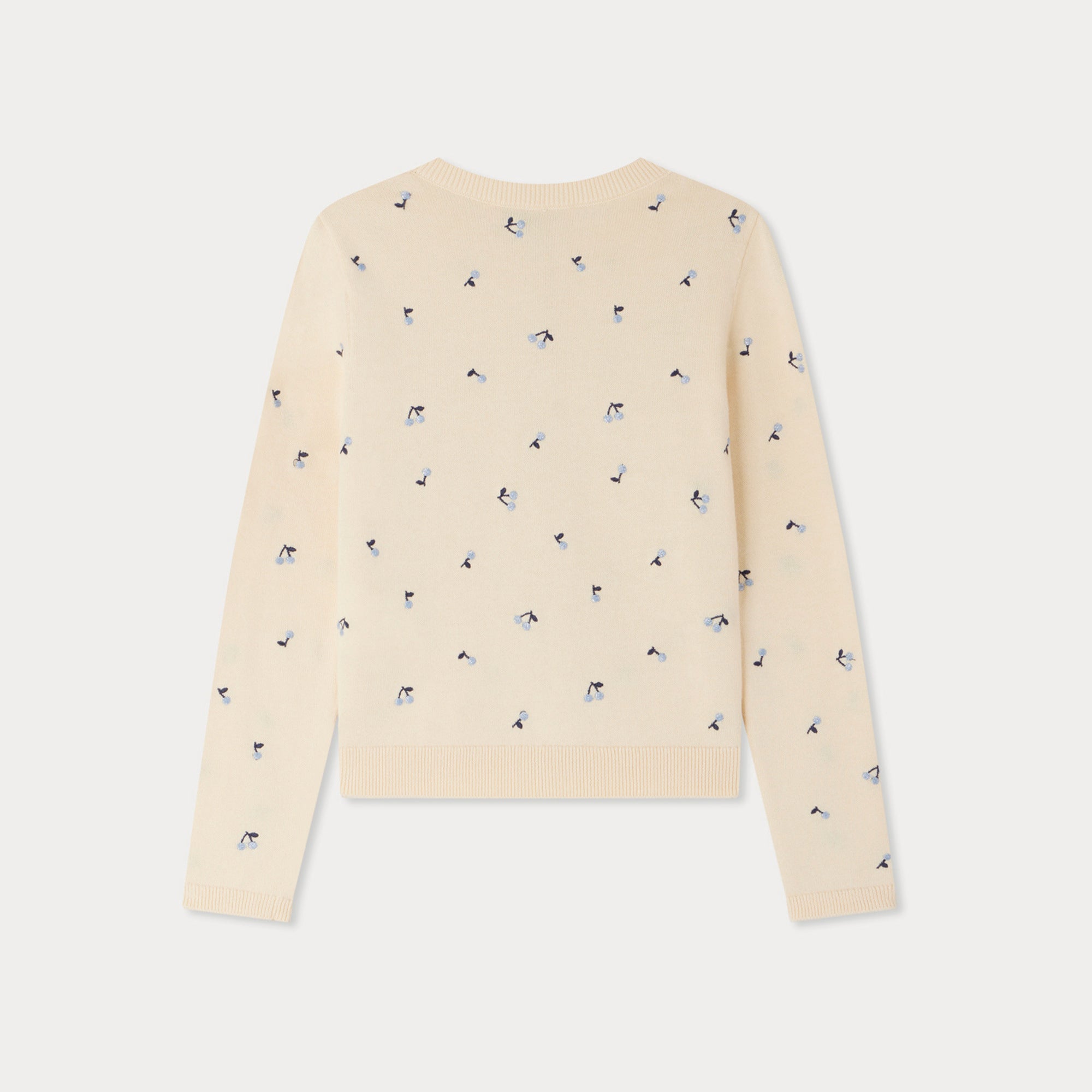 Bonpoint-Girls Light yellow Cherry Embroidered Cotton Cardigan