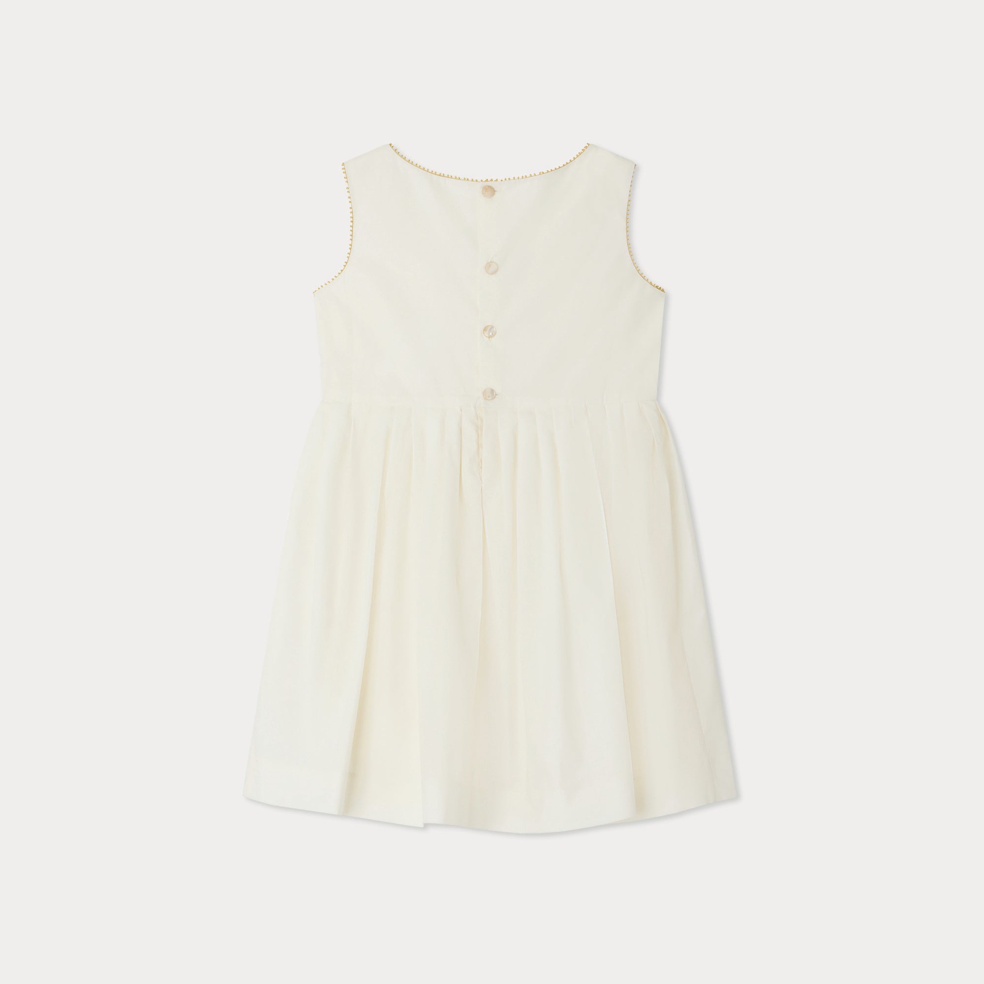 Bonpoint-Girls Light Yellow Floral Embroidery Suspender Cotton Skirt