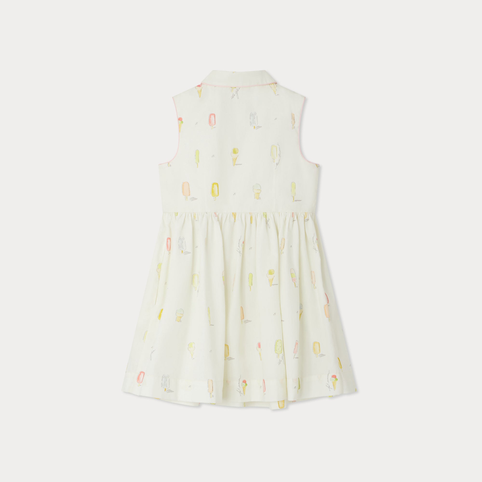 Bonpoint-Girls White Ice-cream Printed Suspender Cotton Dresses