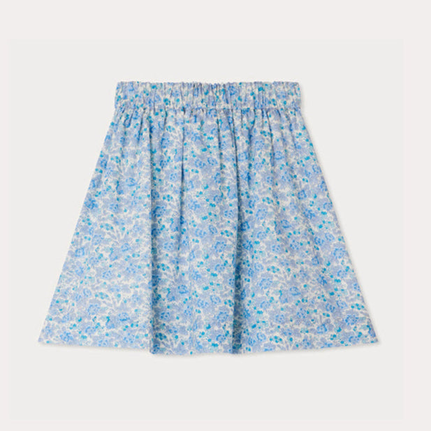 Bonpoint-Girls Blue Floral Cotton Skirt