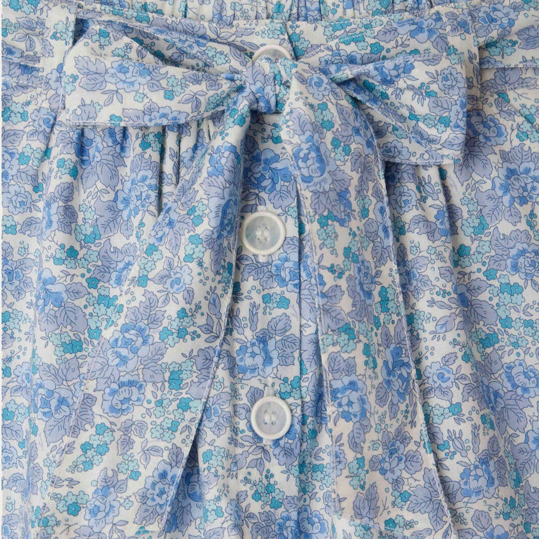 Bonpoint-Girls Blue Floral Cotton Skirt