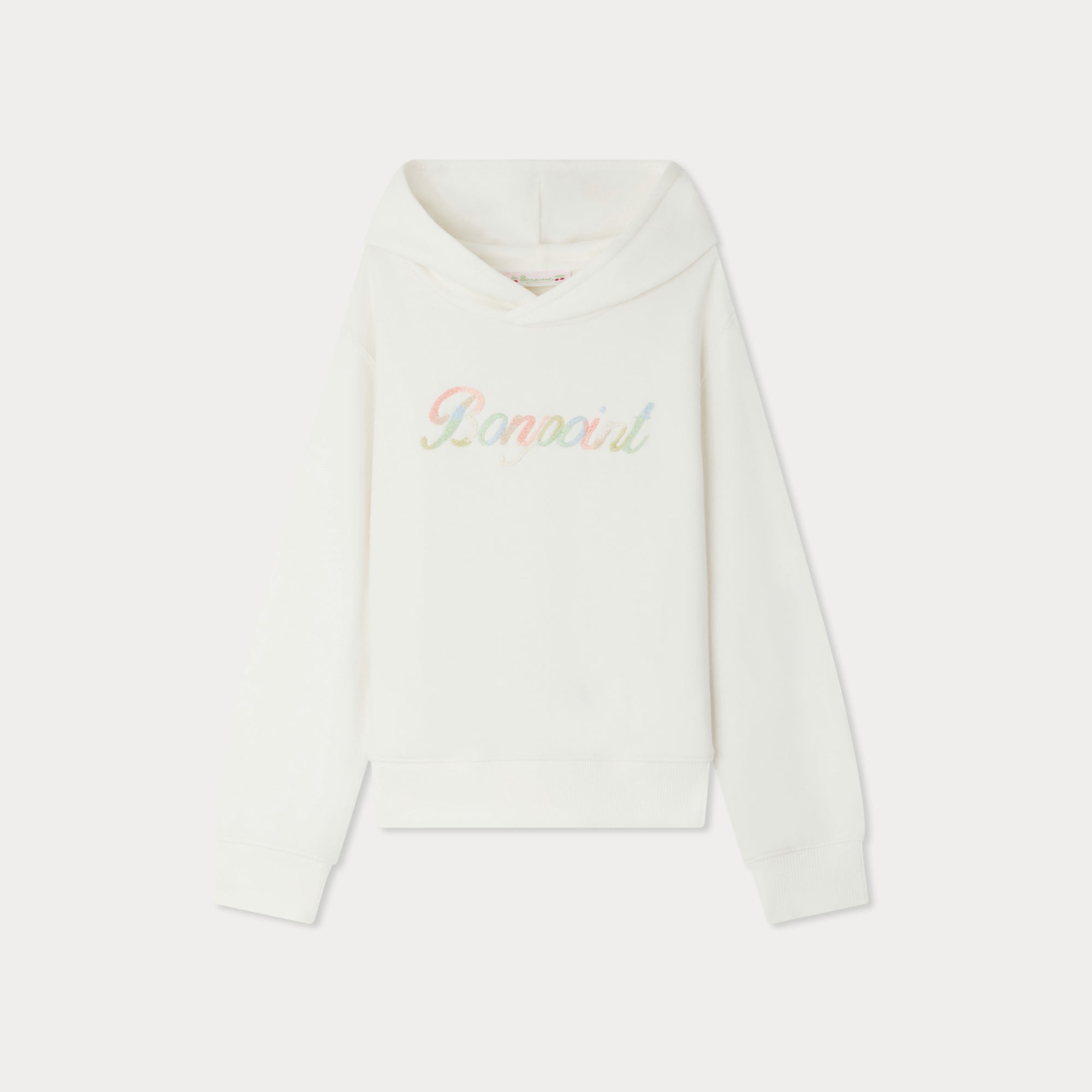 Bonpoint-Girls White Letter Embroidered Cotton Sweatershirt