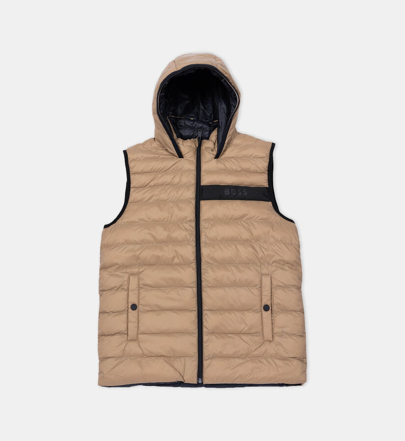 REVERSIBLE DOWN VEST-BROWN