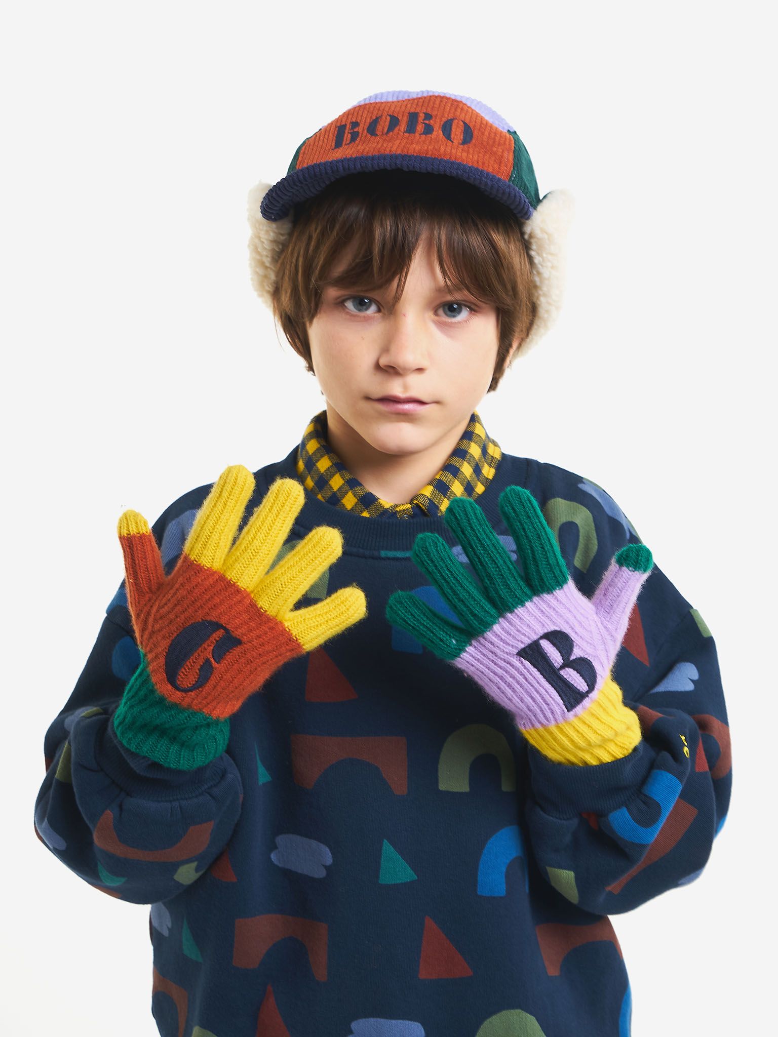 BC color block knitted gloves