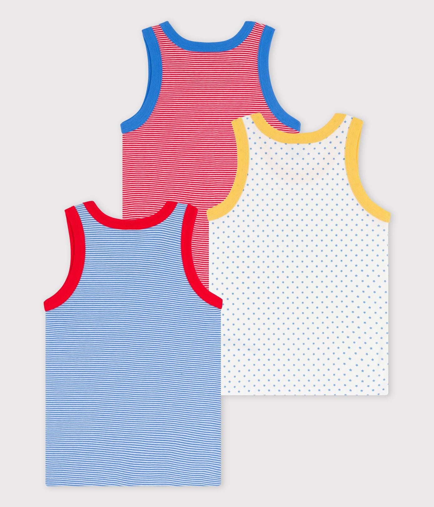BOYS' PINSTRIPED ORGANIC COTTON VEST - 3-PACK