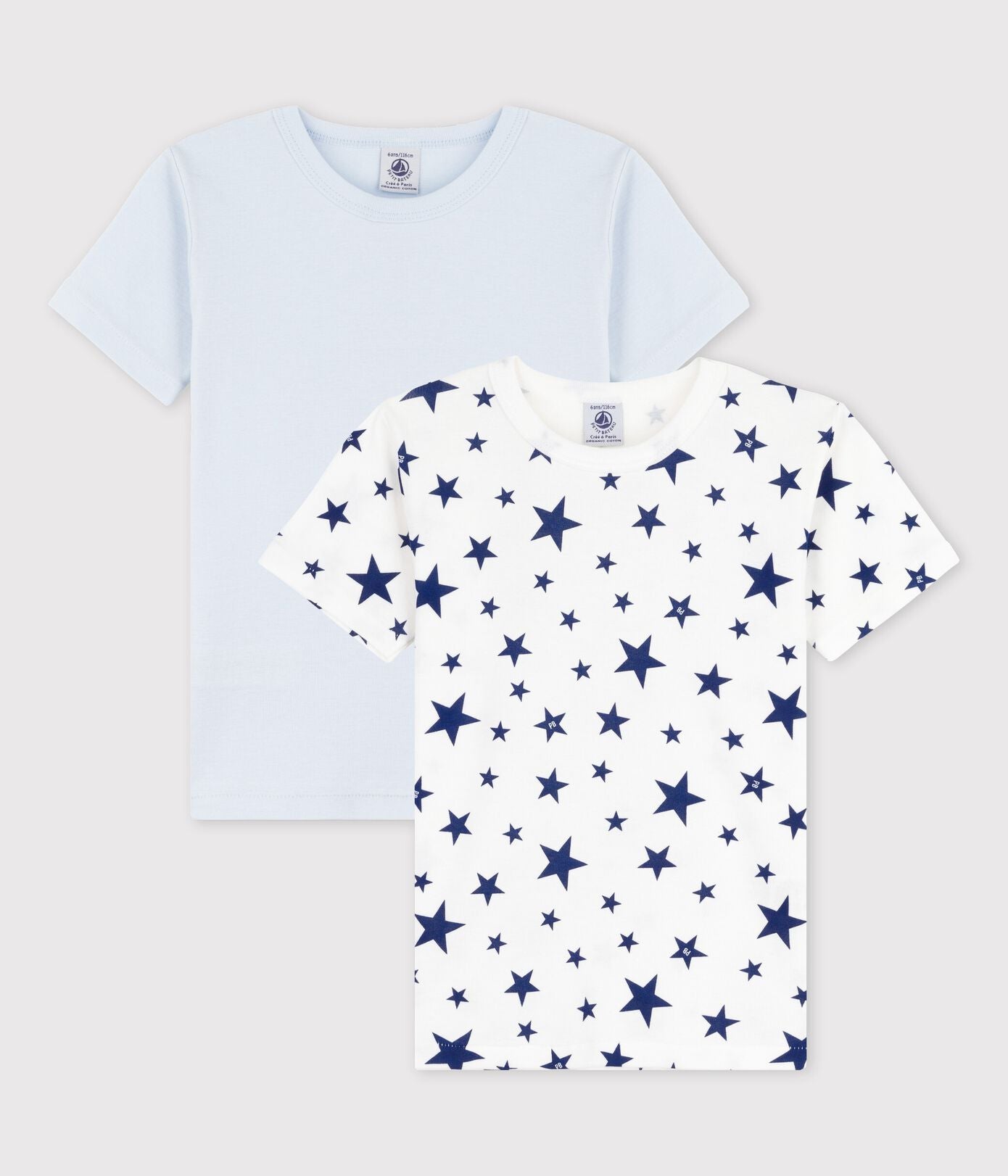BOYS' STAR PRINT SHORT - SLEEVED COTTON T-SHIRTS-2-PACK