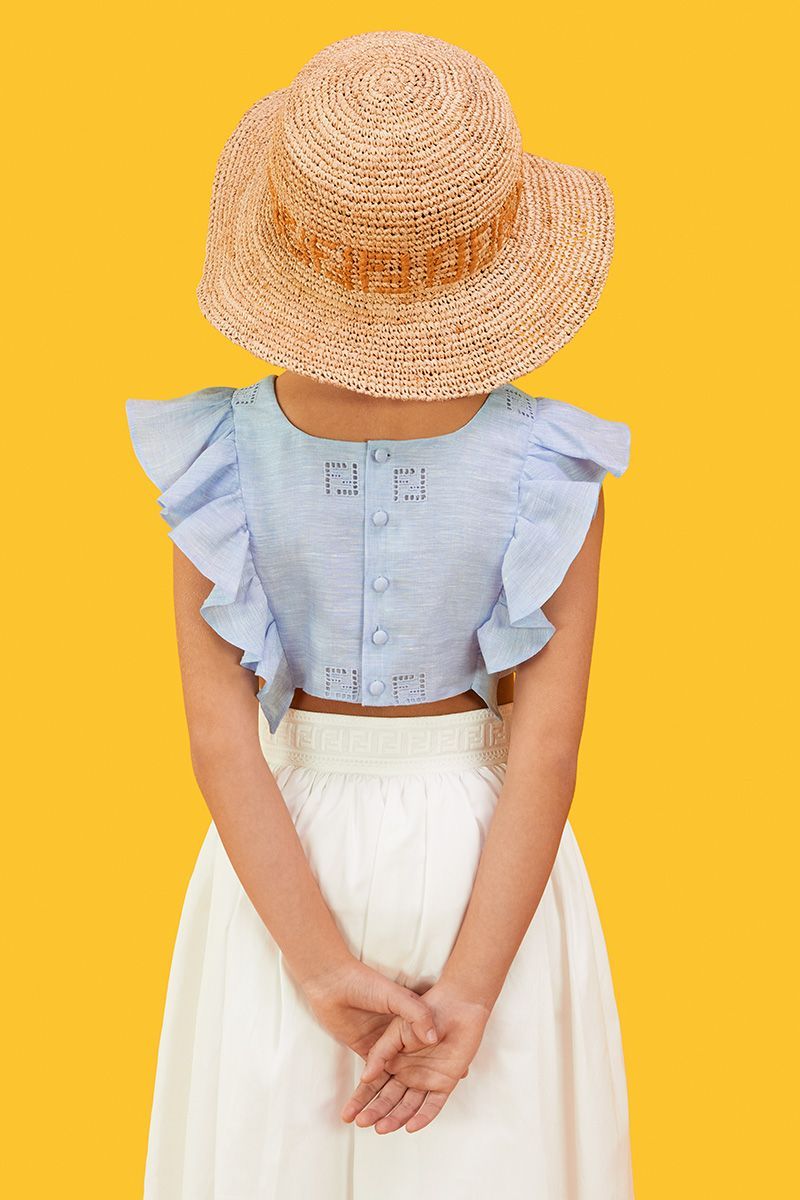 Straw Hat With FF,Beige - Cémarose Canada